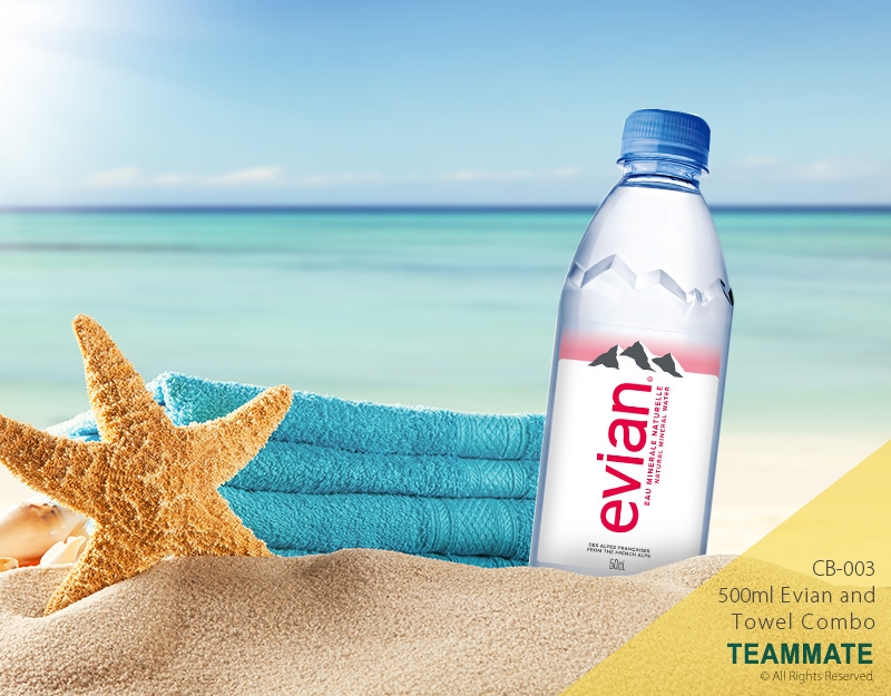 500ml 法國依雲天然礦泉水x 毛巾套裝 500ml Evian Natural Mineral Water and Towel Combo