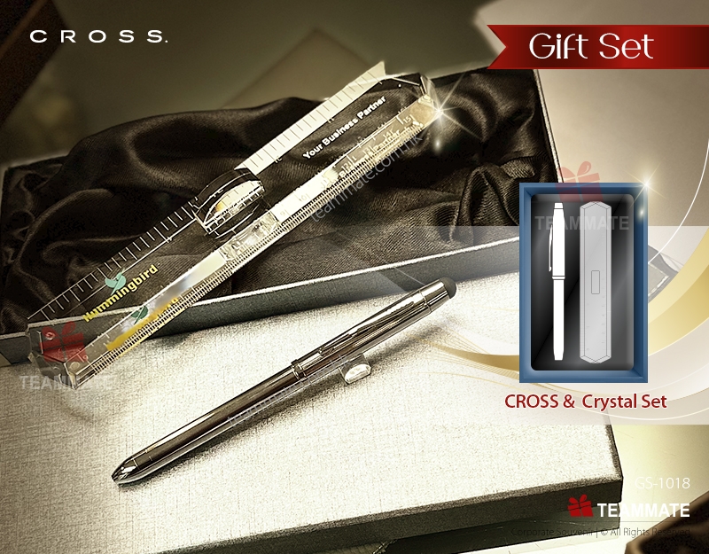 VIP套裝禮品 | 水晶間尺紙鎮配高仕筆CROSS Pen  Gift Set (CROSS Pen + Crystal Ruler Paper Weight) 