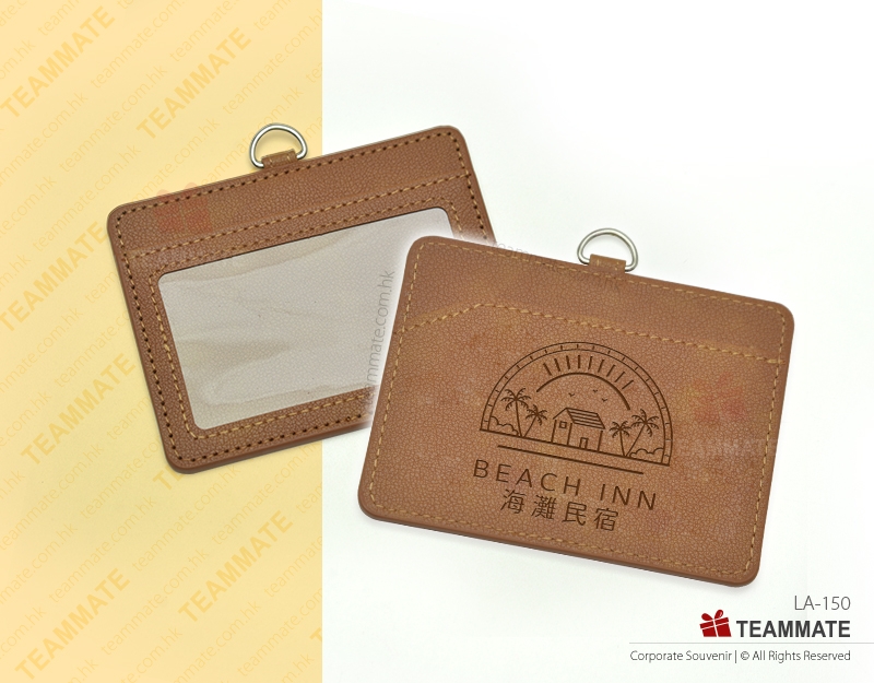 PU 名牌證件套附透明 ID 視窗及單卡槽  PU Name Badge Holder with Clear ID window & One Card Slot (Horizontal) 