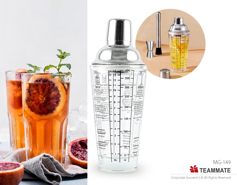 玻璃檸茶手搖杯連檸檬錘  Glass Lemon Tea Shaker Cup with Muddler 