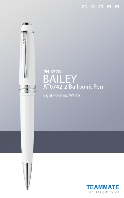  CROSS - Bailey AT0742-2 White Resin Ballpoint Pen
