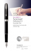 派克卓爾磨砂黑白夾墨水筆  Parker - Sonnet Matte Black CT Fountain Pen 