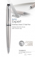 威迪文權威鋼杆白夾原子筆  Waterman - Expert Stainless Steel CT Ball Pen 