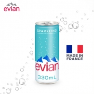 法國依雲罐裝有氣水 ($279/箱)  Evian Sparkling Natural Mineral Water【Can】 330mLx24 